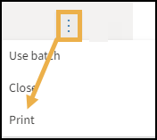 More Options menu list with yellow highlight box around the three dots and a yellow arrow pointing downwards to Print